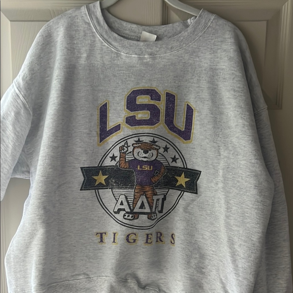 LSU Tigers Gray Alpha Delta Pi Sweatshirt